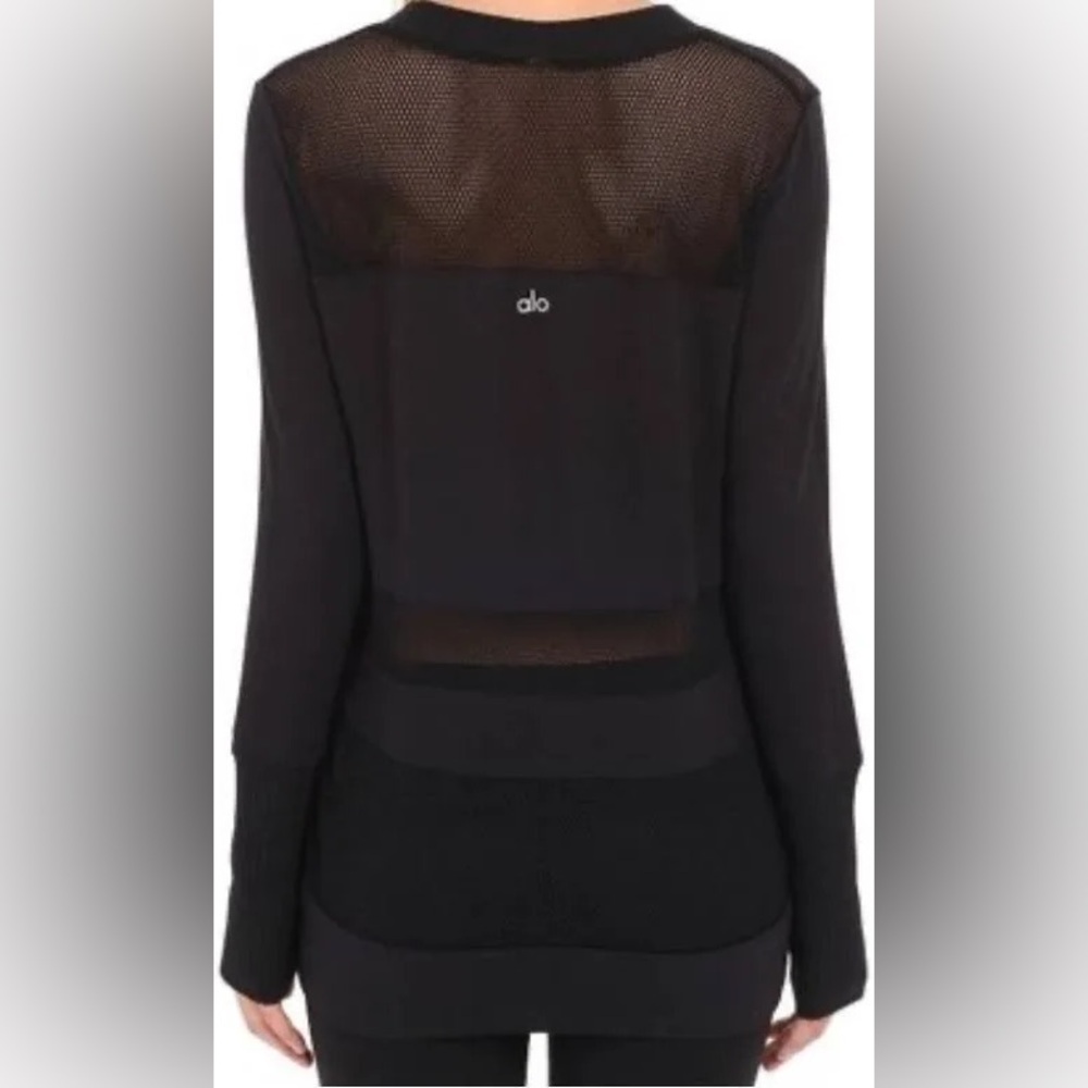 ALO Yoga Plank Black Mesh Long Sleeve Top. Women’s Long Sleeve Athletic Top. - Picture 2 of 8